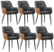 CLIPOP Esszimmerstühle 6er Set mit Armlehne Kunstleder Grau-Braun, Gepolstert Küchenstuhl, Sessel Esszimmerstuhl Loungesessel Wohnzimmer Empfangstühle für Esszimmer Küche