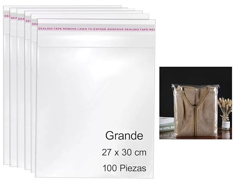 100 große, transparente Zellophanbeutel, selbstklebend, Mehrzweck-Kunststoffbeutel, 100 Stück (27 x 30 cm)