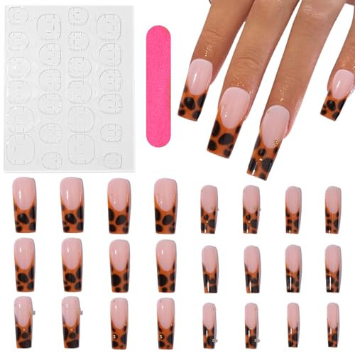 24 Pcs Pegatinas de Gel, Leopardo Pegatinas Uñas Gel, Gel Semicurado de Pegatinas, Adhesivos para Uñas de Gel, Envolturas de Esmalte de Gel para Uñas
