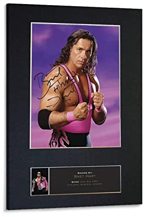 BBSYDH Bild Auf Leinwand 60 * 90cm Senza Cornice BRET The Hitman HART Wrestler ha firmato autografi montati Modern Family Bedroom Decor Posters