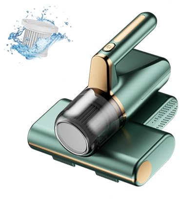 Wizvox Aspirateur Anti-Acariens, éLimine 99,9% des BactéRies, AllergèNes, Acariens Nettoyeur Matelas avec LumièRe UV Et Vibration Aspirateur Canapé pour Matelas, CanapéS,Green