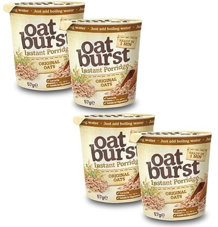 Katsy Style Instant Porridge Snack Original Oats – Pack of 4, Just Add Water, Low Fat Breakfast Option, Ready in 1 Minute, Vegetarian Friendly, On-the-Go Meal Solution