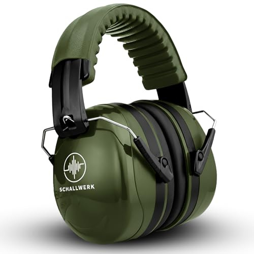 Schallwerk ® Work+ | Arbeit Gehörschutz – Größenverstellbare Hörschutz Ohrenschützer, Hochwertige Lärmschutz Kopfhörer – Kapselgehörschutz für Arbeit und Alltag (Olive Green)