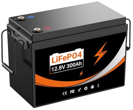 12V 300Ah LiFePO4 Lithium Battery, Build-in 200A BMS with Low-Temp Protection, 3780Wh Deep Cycle Batteries Prefect for Solar System, Rvs, Marine, Vans, Trailer, Backup, UK Warehouse