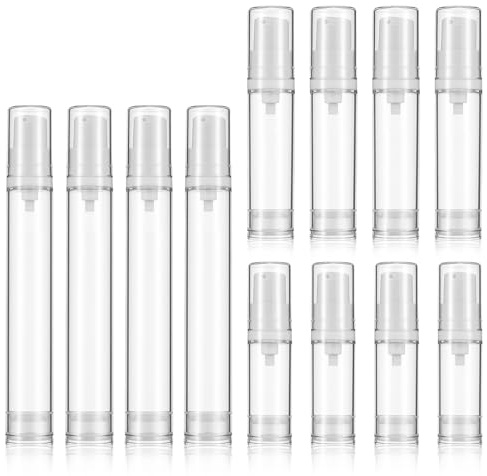 Andibro 12Stück Airless Pumpspender, 5ml 10ml15ml Klein Pumpflasche Leer Klein Creme Spender Pumpflasche Leer Airless Tragbarer Cremespender für Reise Home Verwendung