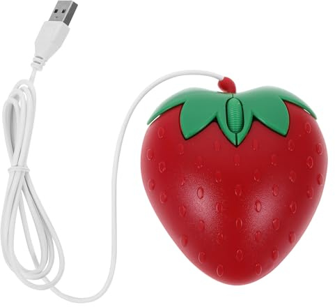 IMIKEYA Cute Strawberry USB Wired Mouse, Cartoon ABS Mini Laptop Mouse with Fast Operation and Portable Design for Home Office and Gaming