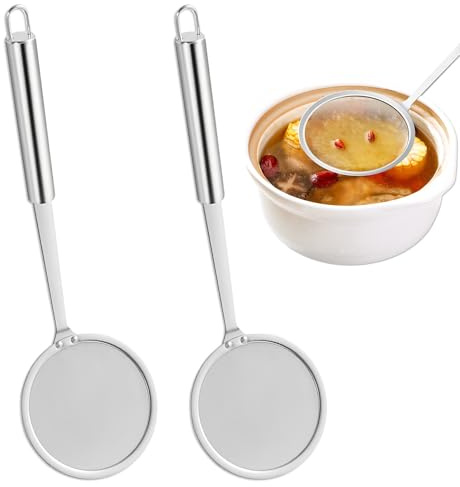 2Pcs Espumaderas de Cocina, 10cm Colador de Malla Fina de Acero Inoxidable