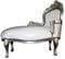 Casa Padrino Barock Kinder Chaiselongue Weiß/Silber - Barock Möbel