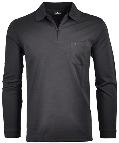 Ragman Herren Softknit-Poloshirt Langarm mit Zip M Schwarz