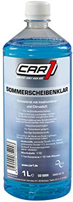 CAR1 Scheibenreiniger Konzentrat mit Insektenlöser Frontscheibe Heckscheibe Sommer Citrusduft 1L