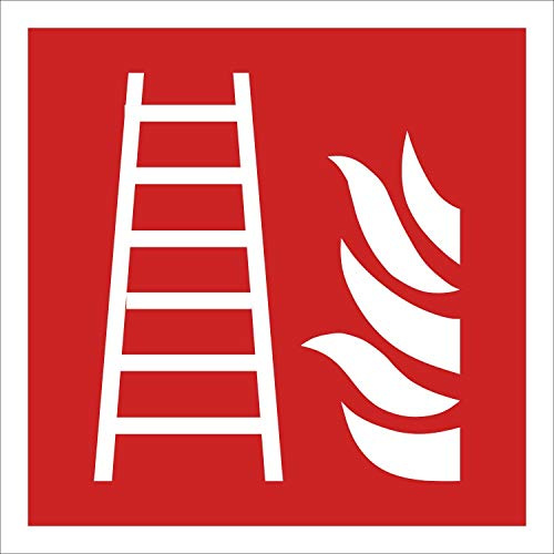 Schild Feuerleiter Brandschutzzeichen nachleuchtend ASR A1.3 200 x 200 mm | 3 mm Alu-Verbund mit nachleuchtender Folie, langnachleuchtend nach ASR A1.3, wetterfest, Made in Germany