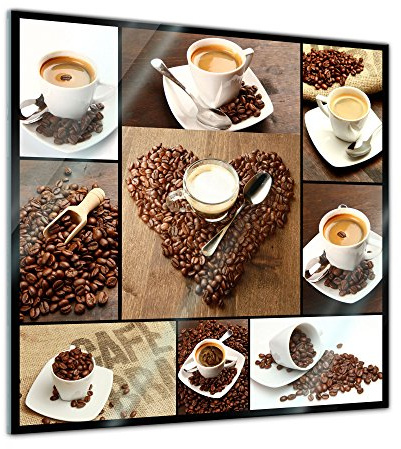 Bilderdepot24 Glasbild - Kaffee Collage - 30x30 cm - Deko Glas - Wandbild aus Glas - Bild auf Glas - moderne Glasbilder - Glasfoto - Echtglas