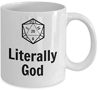 Game Master Tasse Literally God D20 Kaffeetasse 313 ml 425 ml Dungeon Master Pathfinder D&D Dungeons and Dragons Neuheit