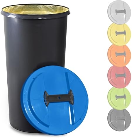 KUEFA BSC 60L Mülleimer, Müllsackständer, Gelber Sack Ständer inkl. Klemm-Ring für Müllbeutel, extra robust, UV- und witterungsbeständig, Sammelbehälter für Pfandflaschen und Leergut (Blau)