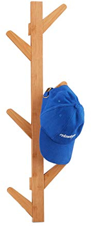 Relaxdays Wandgarderobe aus Bambus, 6 Haken, Garderobe, Kleiderhaken für Bad und Flur, HxBxT: 78 x 22 x 7 cm, natur