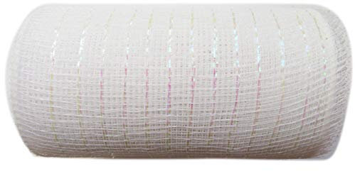 15,2 cm x 9,1 m (10 Yards) - YYCRAFT Metallisches Poly-Mesh-Band (weiß)