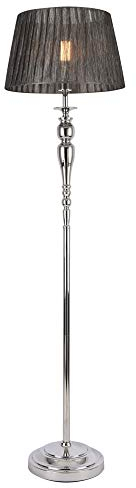lux.pro Lampadaire Lampe sur Pied Métal Tissu Douille 1 x E27 Luminaire Intérieur 151 cm Chrome Gris