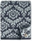 Linen & Cotton Jacquard Decke Wolldecke Gestrickt Caressa Damast Muster - 100% Reine Neuseeland Wolle, Dunkelblau Blau/Weiß (135 x 180cm) Kuscheldecke Strick Sofadecke Strickdecke Plaid Couch Sofa