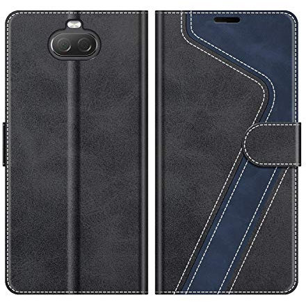 MOBESV Hülle für Sony Xperia 10 Plus Handyhülle, Lederhülle mit Kartenfach, Klapphülle mit Ständer, Flip Case Handytasche Schutzhülle, Modisch Schwarz