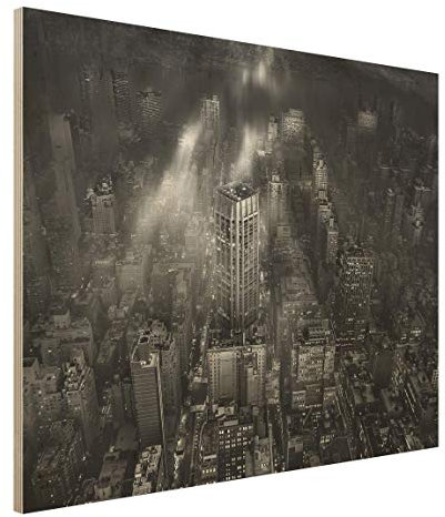 Bilderwelten Holzbild Wandbild - Sonnenlicht über New York City - Querformat 30 x 40cm
