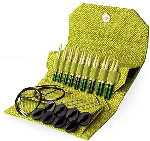 Grove Lykke Stricknadel-Set mit grünem Korbgeflecht-Effekt, 8,9 cm