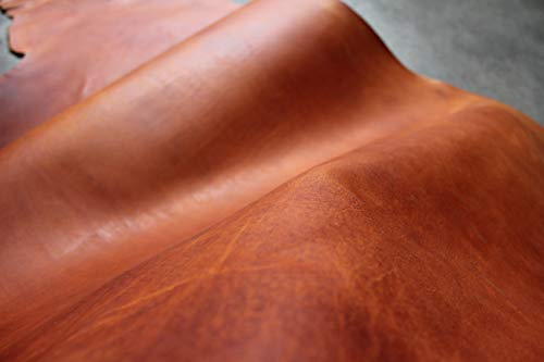Förster-Fellnest ! Eindrucksvolles Rindsleder | vegetabil/pflanzlich | Deutsche Qualität |Blankleder, Dickleder, Punzierleder, Fettleder ca. 3,2 mm dick! | Cognac braun, Whisky, Tabak