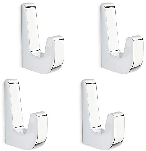 4 Stück Garderobenhaken NENA Höhe 50 mm Chrom poliert Kleiderhaken für Wandpaneel mit Tiefe 37 mm Haken mit Breite 10 mm und BA 32 mm für DIY Selbstbau Hakenleiste von JUNKER Design