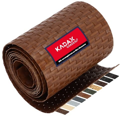 KADAX Zaunband aus Technorattan, 19 x 255 cm, 10 Farben, Sichtschutzstreifen, Sichtschutz Rolle, Windschutz für Balkon, Terrasse, wetterfeste Zaunmatte, Gartenzaun (Honig)