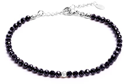 BERGERLIN Turmalin Armband schwarz - facettiertes, schwarzes Armband - Silber - XS-S