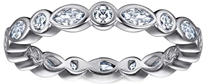 Lieson Damen Ringe Silber 925, Frauen Ringe Mit Stein Einfach Rundherum Marquise Zirkonia Trauringe Silber Größe 54 (17.2)