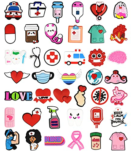 41 Stück Medizin Schuhanstecker Für Croc Schuh Anstecker Krankenschwester Schuhanhänger Arzt Zubehör Medical Nurse Charms Pins Für Clogs Dekorationen
