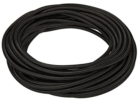 YOKIVE Retorcido Tela Cable Cubierto, 18AWG Vintage Cable Eléctrico con 2 Núcleos, para DIY Iluminación Proyectos, Genial para Hogar, Fiesta, Uso Diario (Negro, 32.8 Pies)
