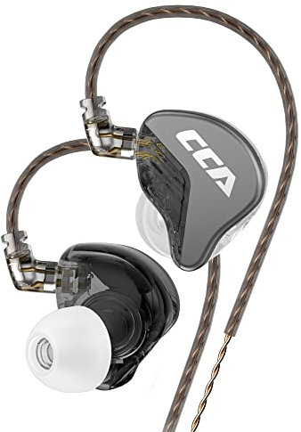 CCA CRA in Ear Monitor Headphones with Microphone Clear Sound Deep Bass Wired Earphone, Ultra-Thin Diaphragm Dynamic Driver IEM Tangle-Free with Hi Res Detachable Cable