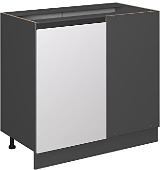 Vicco Armario de Esquina R-Line, Blanco/Antracita, 86 cm En Forma de J, sin encimera