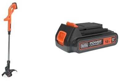 BLACK+DECKER STC1840EPC-QW Coupe-Bordures sans Fil - 1 Batterie, 18V - A6485-XJ Lot Reflex 3 bobines & Batterie 18 V Li-ION 2,0 Ah pour Les Travaux de Bricolage