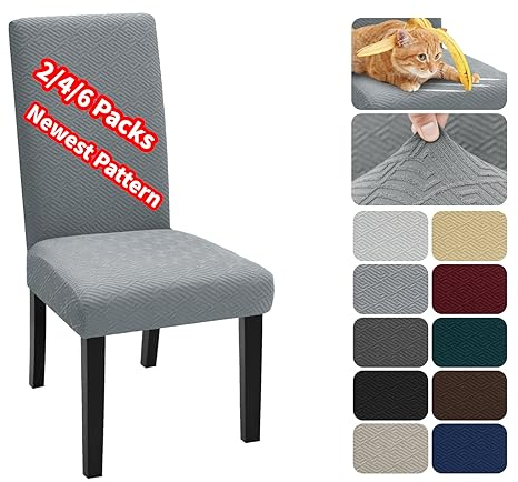 XINEAGE Stuhlhussen 4er Set, Stretch Stuhlhussen für Esszimmerstühle, Universale Stuhlhussen Waschbar Abnehmba für Hotel, Zeremonie, Bankett, Restaurant, Zuhause (Hellgrau)