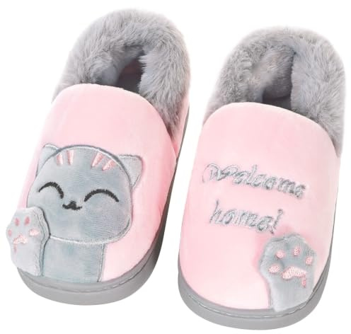 Sisttke Hausschuhe Kinder Winter Herren Damen Plüsch Wärme Pantoffeln | Niedlich Eltern-Kind-Schuhe, Baumwolle, Kuschelige, Bequeme, Home Slippers