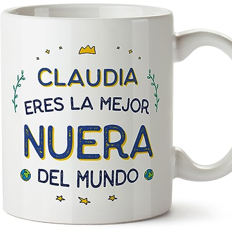 MUGFFINS Tazas Personalizadas para NUERA - En Español - Mejor del Mundo - 11 oz / 330 ml - Regalo personalizable original y divertido