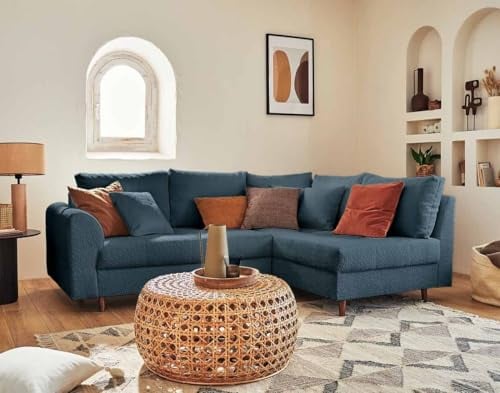 Lisa Design Rune – Ecksofa rechts – 4-Sitzer – aus Bouclé-Stoff Nachtblau