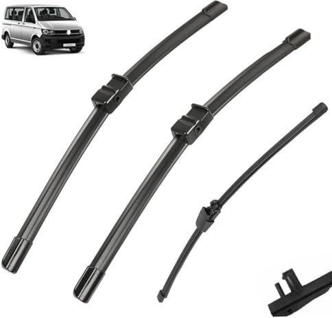 Wischerblätter kompatibel mit VW T5 Transporter Caravelle Multivan California Kombi Shuttle Scheibenwischer vorne und hinten, Windschutzscheibenbürsten (Color : Front Rear 2003-2005, Size : RHD)