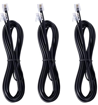 TOYAYAYO 3Pack RJ11 Cable Phone Cord for Landline - 6ft Telephone Cord - Male to Male for Landline Phone and Fax - Black