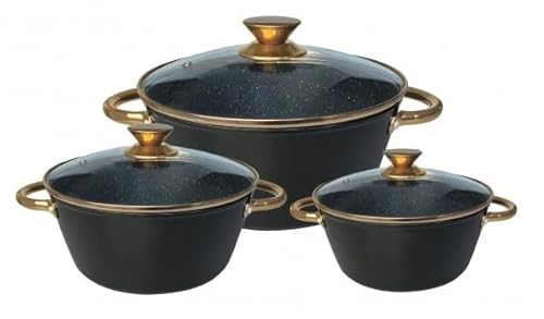 Kochtopf Kasserolle Topf Set 6-tlg Rose-Gold Glasdeckel CF-RGC01