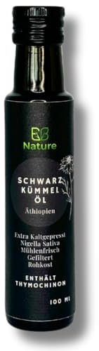 E.B. Nature Premium Schwarzkümmelöl kaltgepresst & gefiltert – Laborgeprüftes Nigella sativa Öl mit 4% Thymochinongehalt, mühlenfrisch und 100% naturrein (100ml)