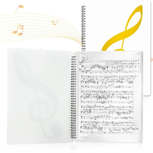 A4 Notenmappem, Music Sheet Chormappe 40 Seiten Notenordner, Wasserdicht Kunststoff Music Folder Notenmappe für Notenblätter für Notenblätter Klavier Gitarre Violine (Weiß)