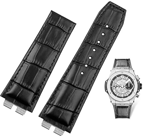 SCRUBY Uhrenarmband für Hublot Ubom Big Bang 411 Uhrenarmband aus echtem Leder mit Krokodilpr?gung, 27–19 mm, 27-19mm, Achat
