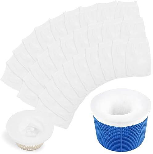 Chaussettes de Skimmer de Piscine, 30 Pièces Chaussette Filtre Piscine Filtre Skimmer Piscine Nylon Élastique Réutilisable Pool Skimmer Socks pour Peuvent Emprisonner Pollen, Feuilles, Cheveux