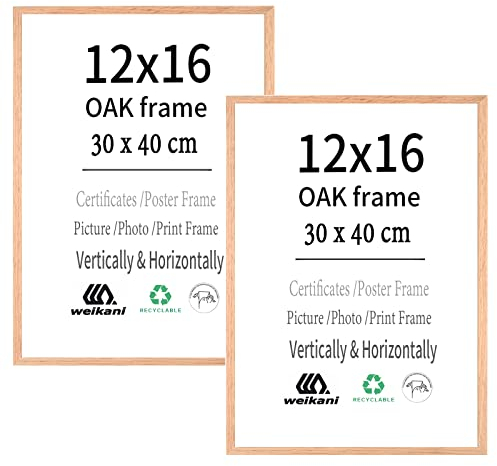 Weikani Lot de 2 cadres photo en chêne de 30 x 40 cm, cadre photo en bois de 30 x 40 cm, cadre pour certificat, cadre avec plexiglas pour montage mural ou affichage sur table