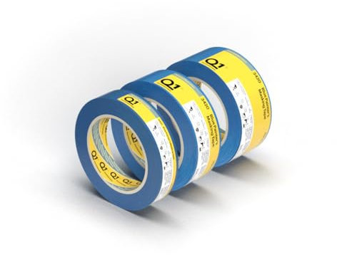 Q1® 3420 Blue Painter’s Masking Tape, Specially Formulated Adhesive for Strong Bonding and Clean Removal, No Paint Bleed-Through, 14-days Clean Removal (Indoor) & UV Resistance [Single Roll] (36mm)