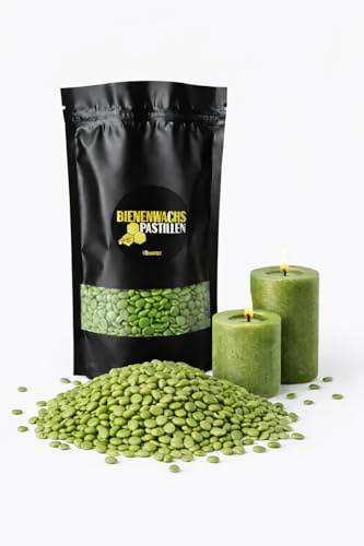 Ubswax Bienenwachs Pastillen Farbig – Für Kerzen DIY & Basteln – Wachspellets zum Schmelzen – Einfache Anwendung (Grün, 500g)