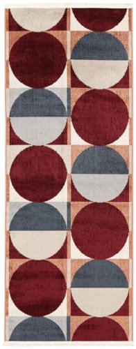 RugVista Jeff Tapis Moderne, 80x200 cm, Rectangulaire, Poil Court, Lavable en Machine jusqu'à 30°, Salon, Salle de séjour, Chambre, Salle à Manger, Couloir, Cuisine, Résiste à l'eau, Rouge